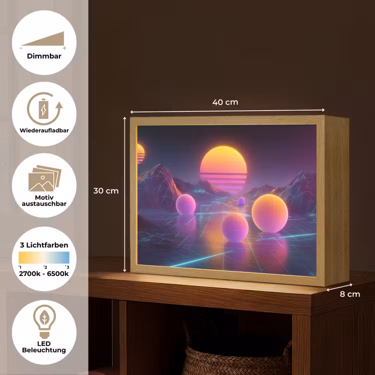 Landschap - Bergen - Bollen - Licht Light Box met batterij (Wandlamp) middel -USP_websiteoverzichtDE