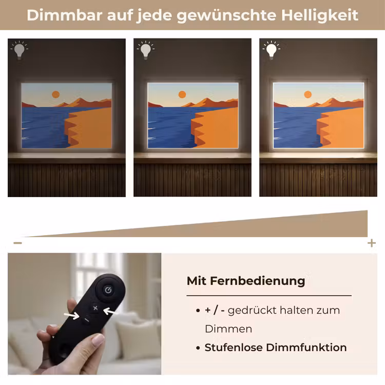 Landschap - Bergen - Zon - Zee Light Box met batterij (Wandlamp) middel -USP_dimbaarDE