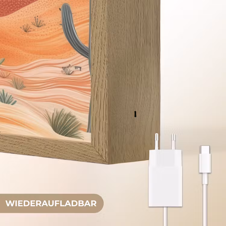 Landschap - Heuvels - Zonsondergang Light Box met batterij (Wandlamp) middel -USP_websiteoplaadbaarDE