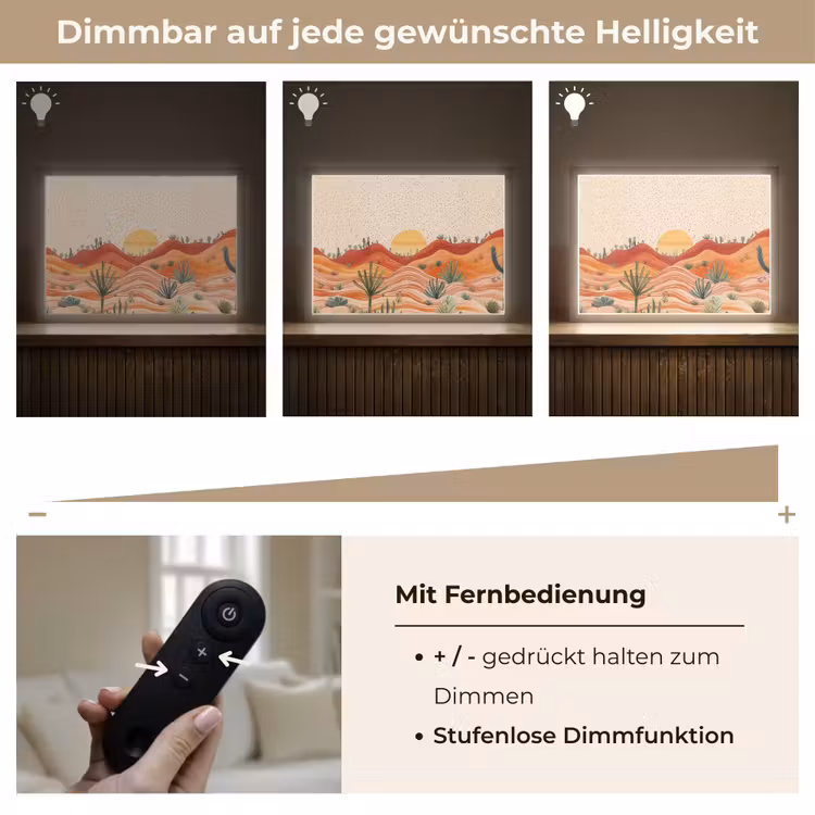 Landschap - Heuvels - Zonsondergang Light Box met batterij (Wandlamp) middel -USP_dimbaarDE
