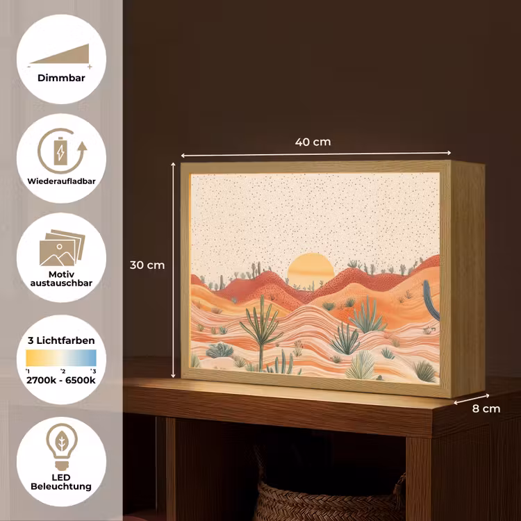 Landschap - Heuvels - Zonsondergang Light Box met batterij (Wandlamp) middel -USP_websiteoverzichtDE