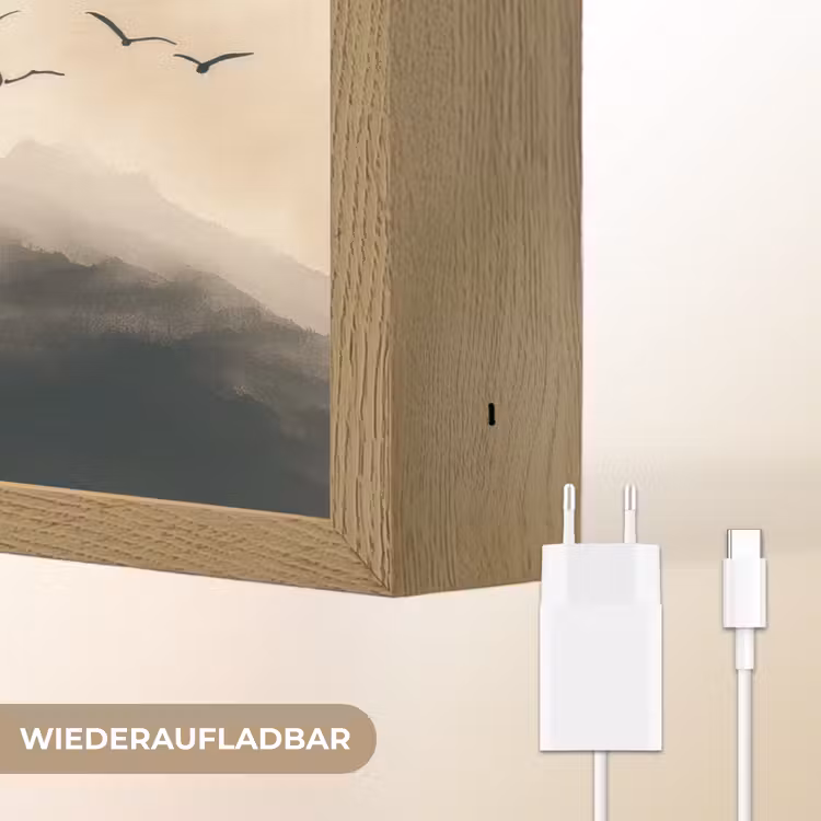 Landschap - Japandi - vogel Light Box met batterij (Wandlamp) middel -USP_websiteoplaadbaarDE