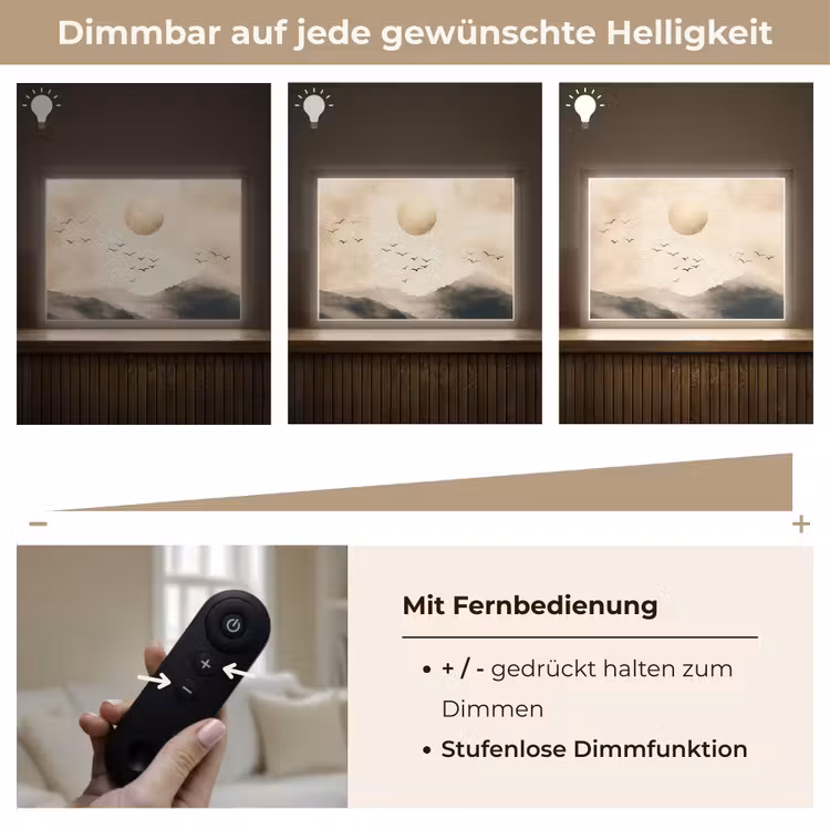 Landschap - Japandi - vogel Light Box met batterij (Wandlamp) middel -USP_dimbaarDE
