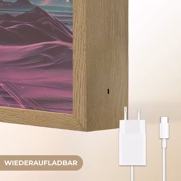 Landschap - Planeten - Horizon - Paars Light Box met batterij (Wandlamp) middel -USP_websiteoplaadbaarDE