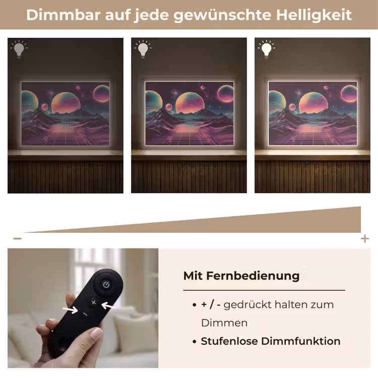 Landschap - Planeten - Horizon - Paars Light Box met batterij (Wandlamp) middel -USP_dimbaarDE