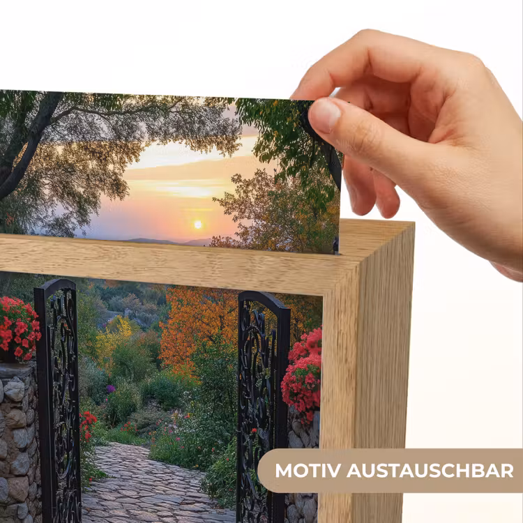 Landschap - Hek - Pad - Zonsondergang - Natuur Light Box met kabel (Wandlamp) klein -USP_websiteprintDE