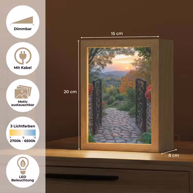 Landschap - Hek - Pad - Zonsondergang - Natuur Light Box met kabel (Wandlamp) klein -USP_websiteoverzichtDE