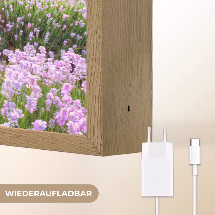 Lavendel - Bloemen - Zonsondergang - Paars - Weide Light Box met batterij (Wandlamp) middel -USP_websiteoplaadbaarDE
