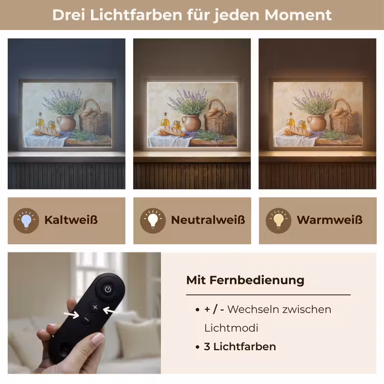 Lavendel - Brood - Stilleven Light Box met batterij (Wandlamp) middel -USP_lichtkleurDE