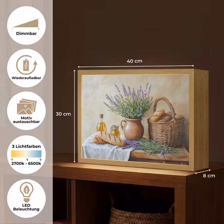 Lavendel - Brood - Stilleven Light Box met batterij (Wandlamp) middel -USP_websiteoverzichtDE