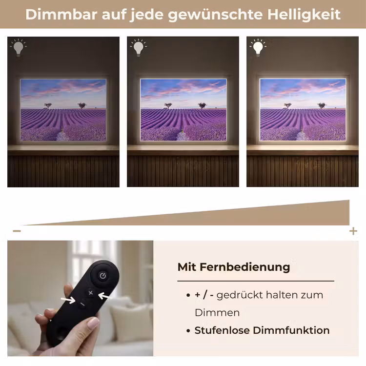 Lavendel - Natuur - Paars - Bomen - Bloemen Light Box met batterij (Wandlamp) middel -USP_dimbaarDE
