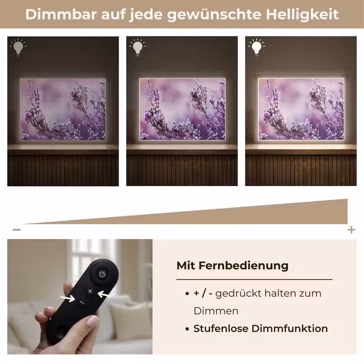 Lavendel - Winter - Bloemen - Paars Light Box met batterij (Wandlamp) middel -USP_dimbaarDE