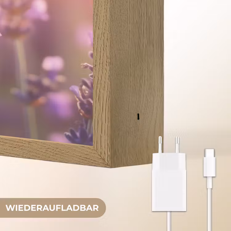 Lavendelbloemen - Paars - Zonlicht Light Box met batterij (Wandlamp) middel -USP_websiteoplaadbaarDE