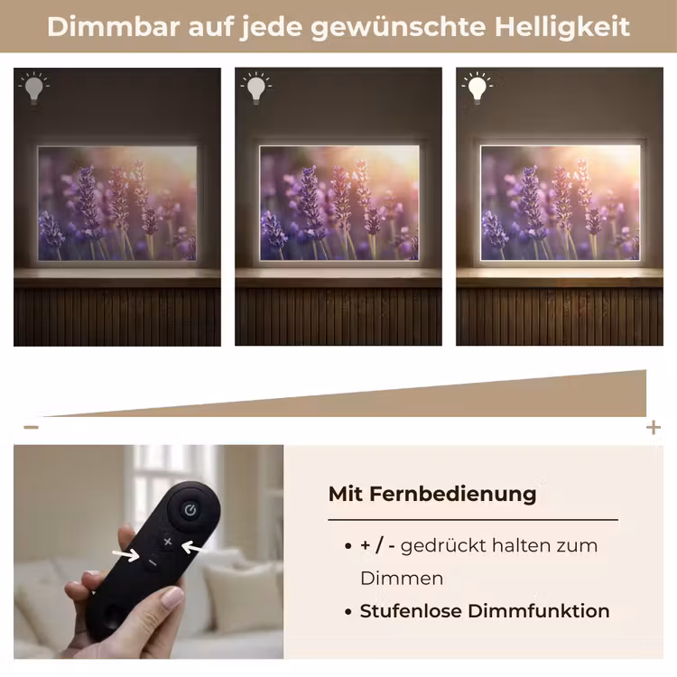 Lavendelbloemen - Paars - Zonlicht Light Box met batterij (Wandlamp) middel -USP_dimbaarDE