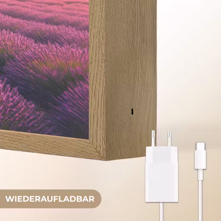 Lavendelveld - Zonsondergang - Paars Light Box met batterij (Wandlamp) middel -USP_websiteoplaadbaarDE