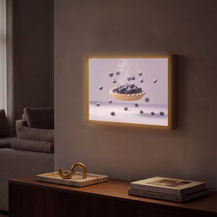 Eten - Taart - Bessen - Blauw Light Box met batterij (Wandlamp) middel -sfeer1