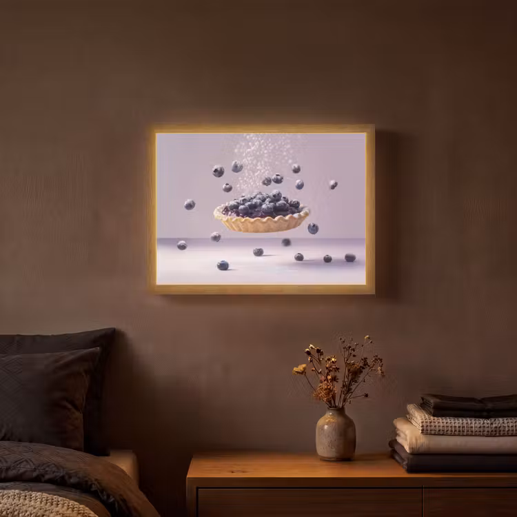 Eten - Taart - Bessen - Blauw Light Box met batterij (Wandlamp) middel -sfeer4