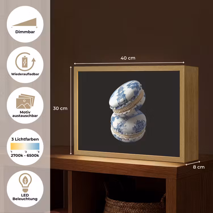 Eten - Macarons - Delfts blauw - Koekjes Light Box met batterij (Wandlamp) middel -USP_websiteoverzichtDE