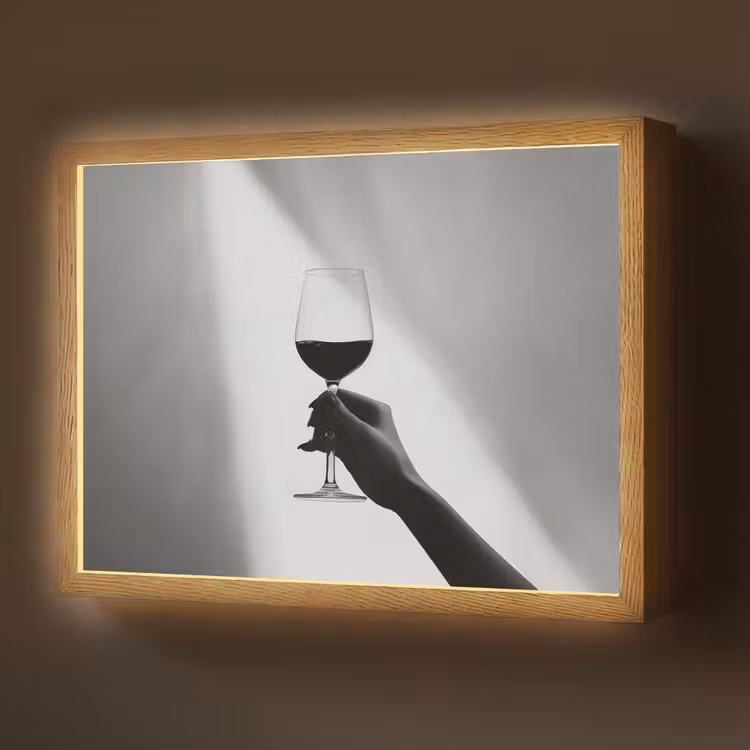 Lichtinval - Wijn - Rood - Glas Light Box met batterij (Wandlamp) middel -z3d_website