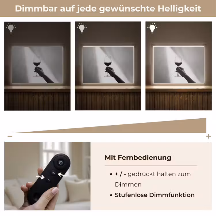 Lichtinval - Wijn - Rood - Glas Light Box met batterij (Wandlamp) middel -USP_dimbaarDE