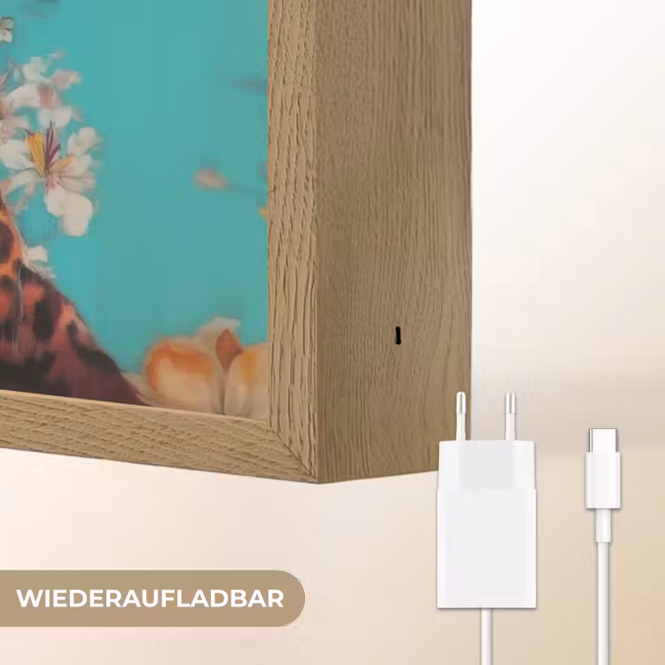 Luipaard - Bloemen - Kroon Light Box met batterij (Wandlamp) middel -USP_websiteoplaadbaarDE