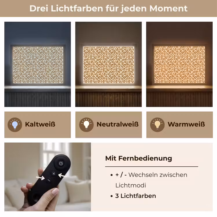 Luipaard - Bruin - Patroon Light Box met batterij (Wandlamp) middel 907 -USP_lichtkleurDE