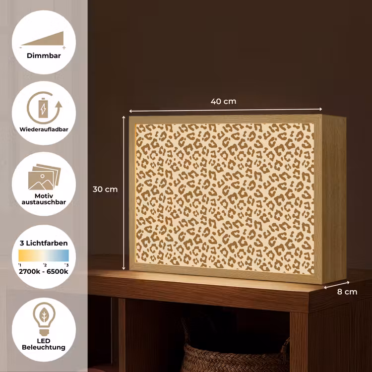 Luipaard - Bruin - Patroon Light Box met batterij (Wandlamp) middel 907 -USP_websiteoverzichtDE