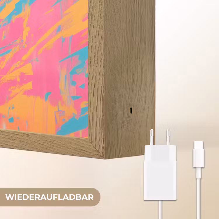 Luipaard - Roze - Oranje - Blauw - Verf Light Box met batterij (Wandlamp) middel -USP_websiteoplaadbaarDE