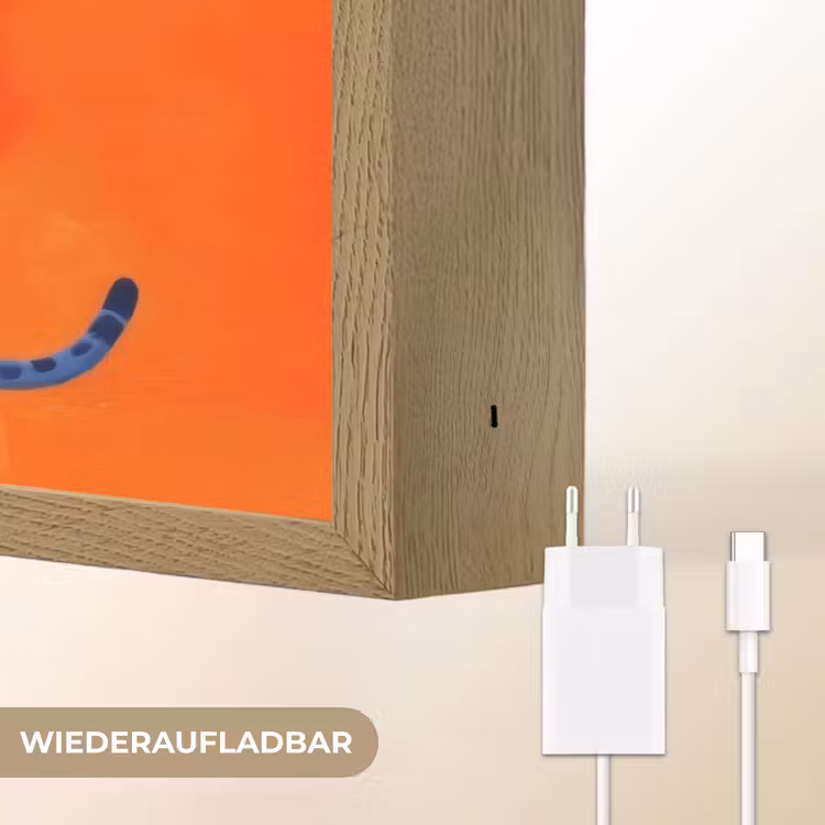 Luipaarden - Stippen - Oranje Light Box met batterij (Wandlamp) middel -USP_websiteoplaadbaarDE