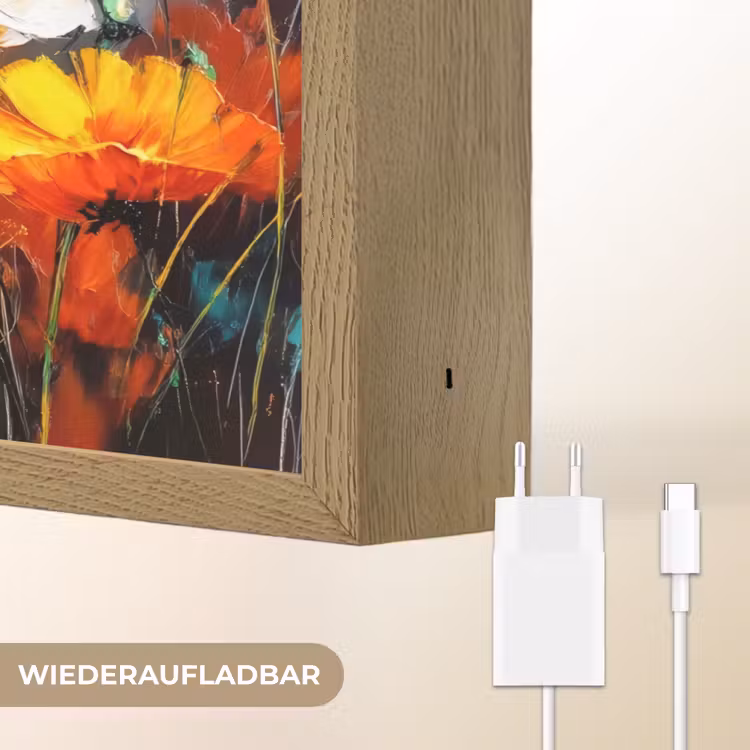 Felgekleurd - Bloemblaadjes - Abstract Light Box met batterij (Wandlamp) middel -USP_websiteoplaadbaarDE