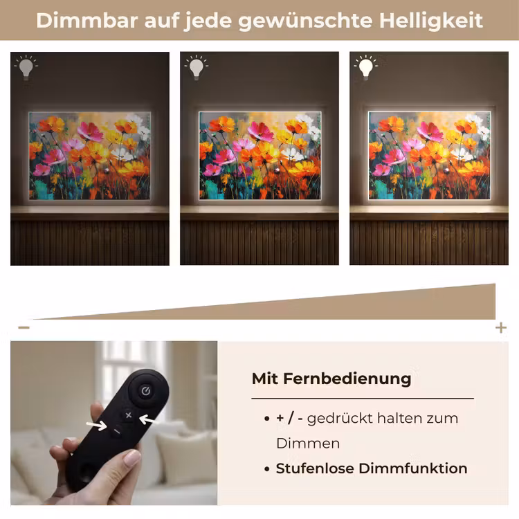 Felgekleurd - Bloemblaadjes - Abstract Light Box met batterij (Wandlamp) middel -USP_dimbaarDE