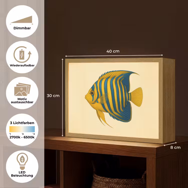 Felgeel - Vis - Strepen - Vinnen Light Box met batterij (Wandlamp) middel -USP_websiteoverzichtDE