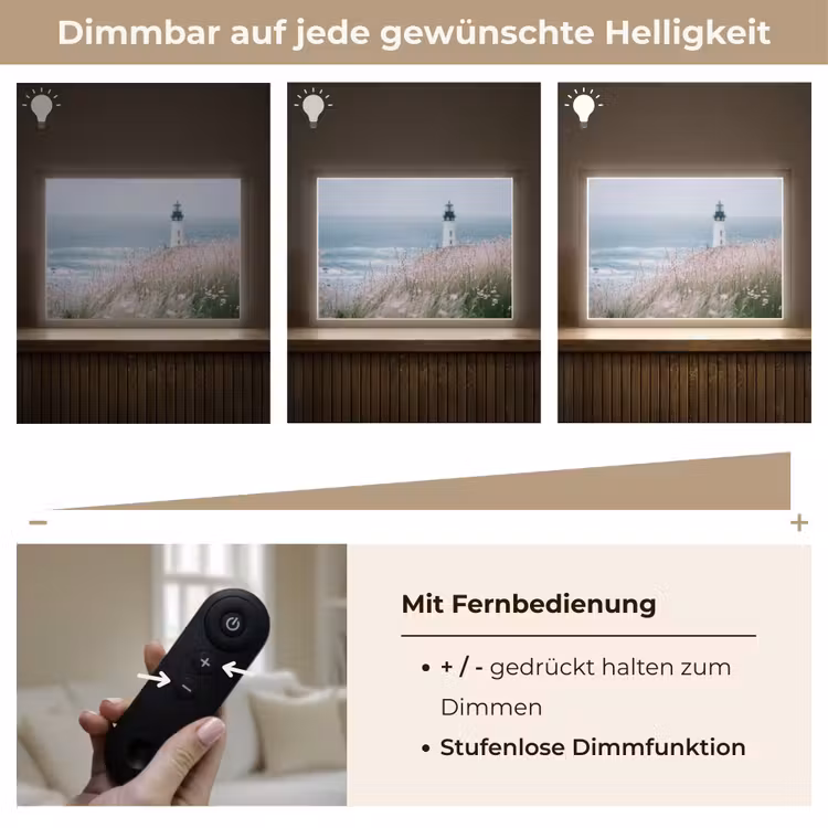 Vuurtoren - Klif - Zee - Bloemen Light Box met batterij (Wandlamp) middel -USP_dimbaarDE
