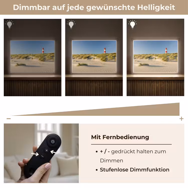 Vuurtoren - Strand - Landschap - Duinen Light Box met batterij (Wandlamp) middel -USP_dimbaarDE