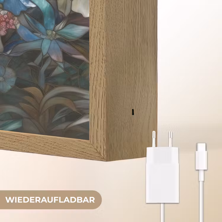 Libelle - Mozaïek - Bloemen - Kleurrijk Light Box met batterij (Wandlamp) middel -USP_websiteoplaadbaarDE