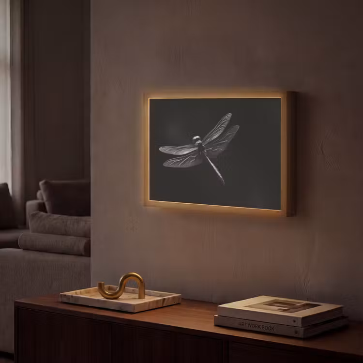 Libelle - Dieren - Zwart - Insect Light Box met batterij (Wandlamp) middel -sfeer1