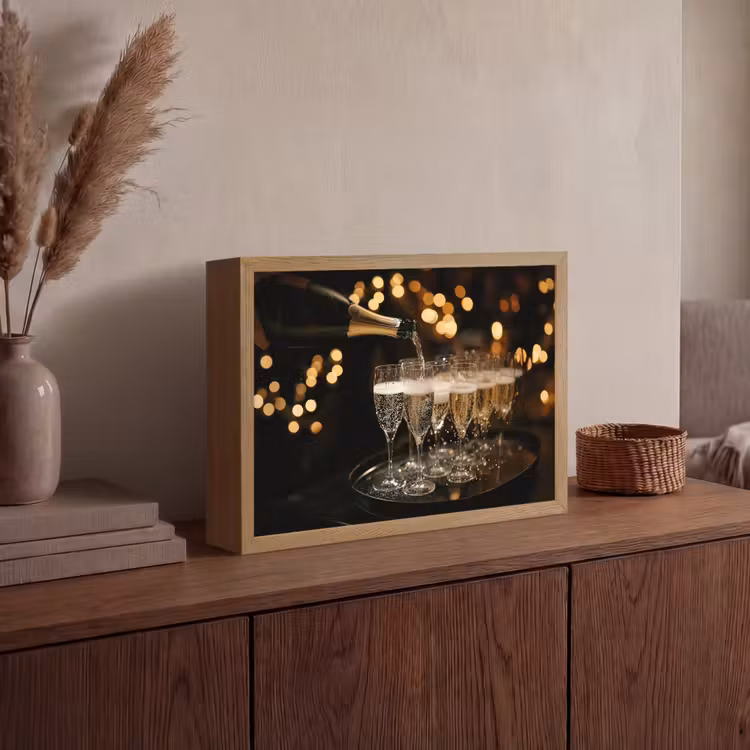 Lichter - Champagner - Gläser Light Box met batterij (Wandlamp) middel -sfeer2