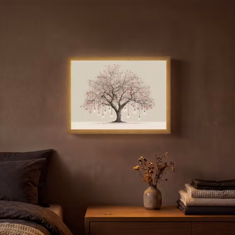 Lichtboom - Winter - Kerst - Meerkleurig Light Box met batterij (Wandlamp) middel -sfeer4