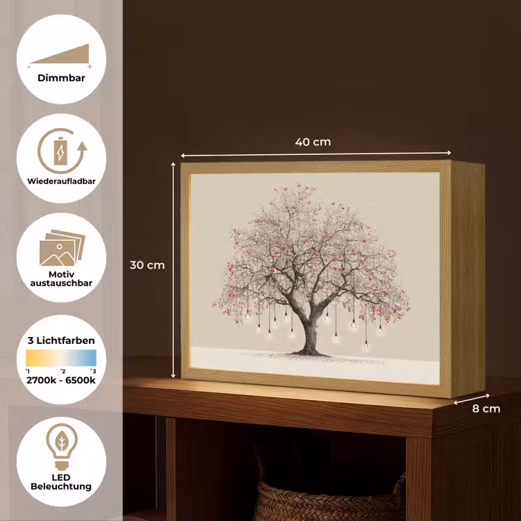Lichtboom - Winter - Kerst - Meerkleurig Light Box met batterij (Wandlamp) middel -USP_websiteoverzichtDE