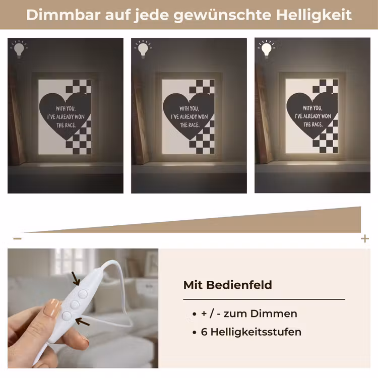 Liefde - Beige - Race Light Box met kabel (Wandlamp) klein -USP_dimbaarDE