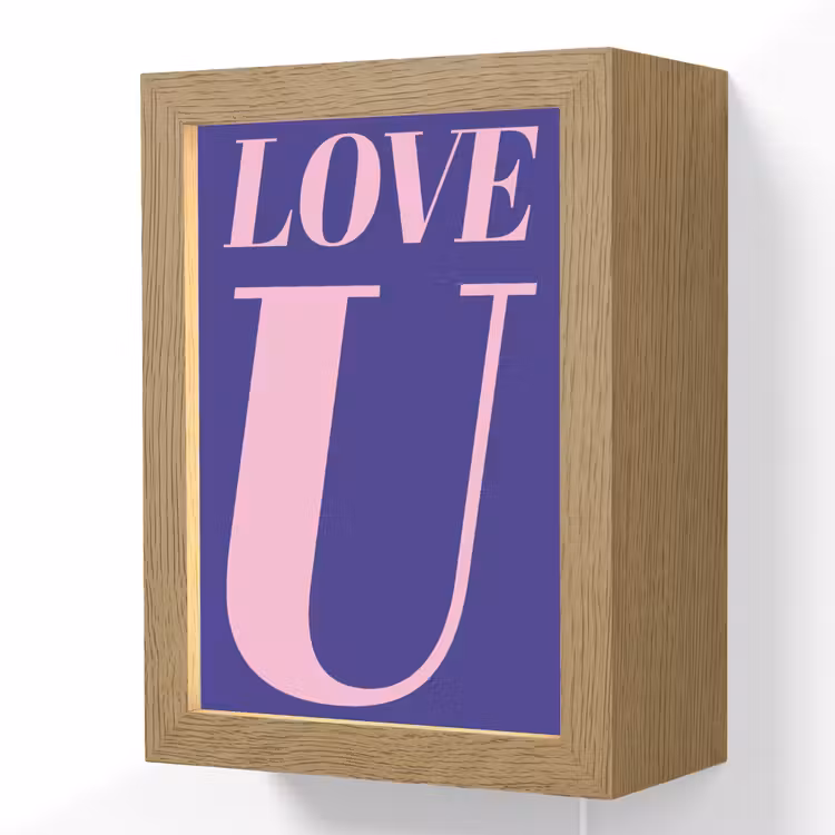 Love - Blauw - Valentijn Light Box met kabel (Wandlamp) klein -3d
