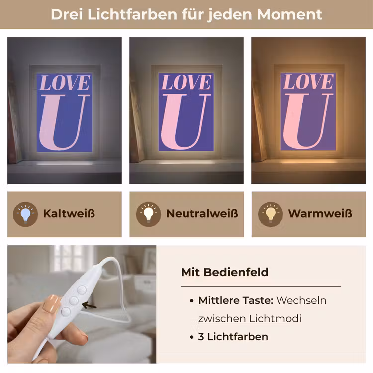 Love - Blauw - Valentijn Light Box met kabel (Wandlamp) klein -USP_lichtkleurDE