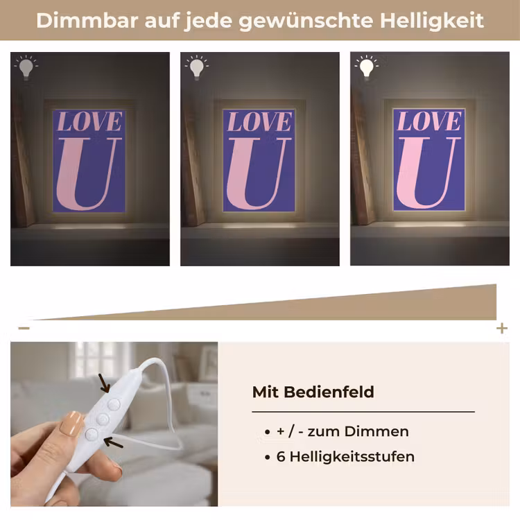 Love - Blauw - Valentijn Light Box met kabel (Wandlamp) klein -USP_dimbaarDE