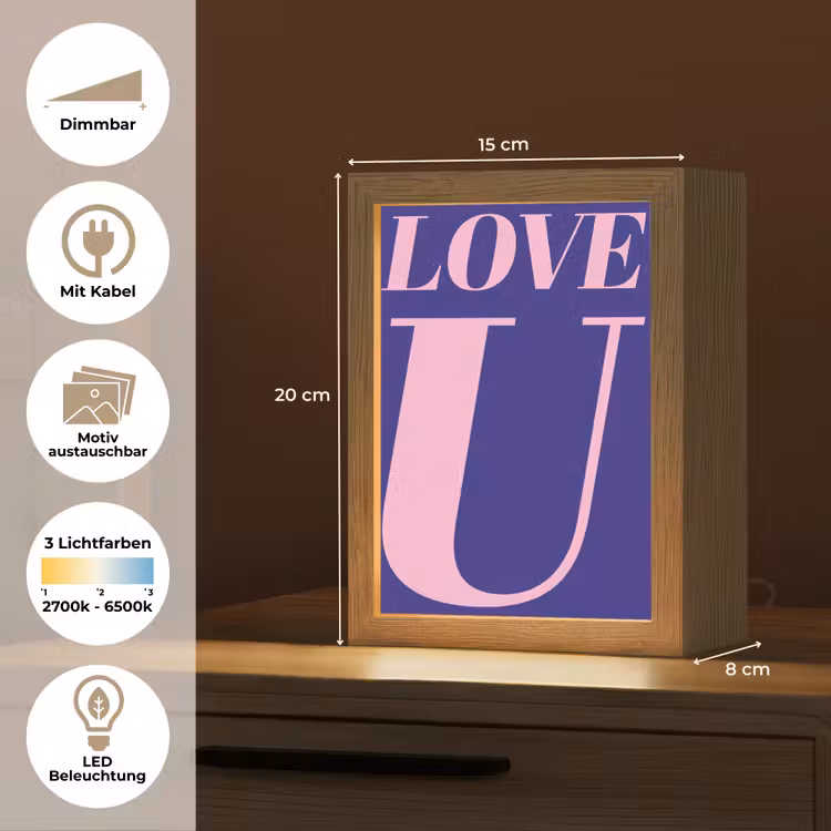 Love - Blauw - Valentijn Light Box met kabel (Wandlamp) klein -USP_websiteoverzichtDE
