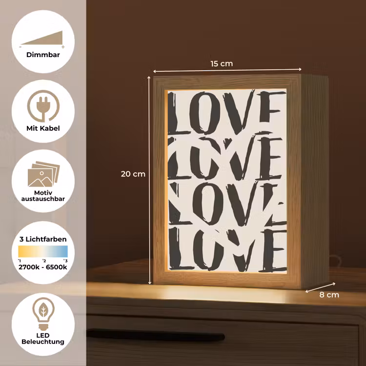 Love - Hart - Beige Light Box met kabel (Wandlamp) klein -USP_websiteoverzichtDE