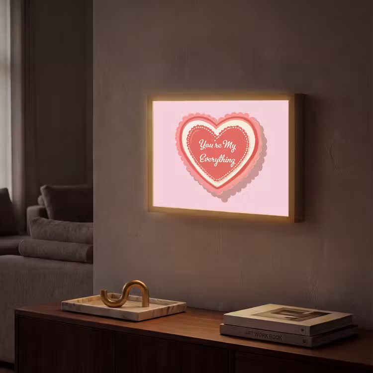 Liefde - Hart - Valentijn Light Box met batterij (Wandlamp) middel -sfeer1