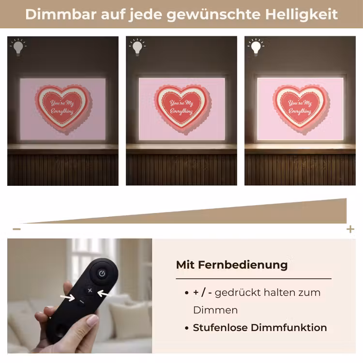Liefde - Hart - Valentijn Light Box met batterij (Wandlamp) middel -USP_dimbaarDE