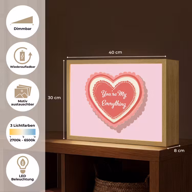 Liefde - Hart - Valentijn Light Box met batterij (Wandlamp) middel -USP_websiteoverzichtDE