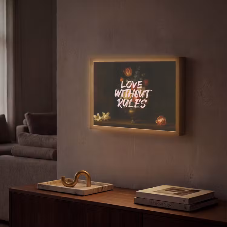 Liefde - Modern - Bloemen Light Box met batterij (Wandlamp) middel -sfeer1