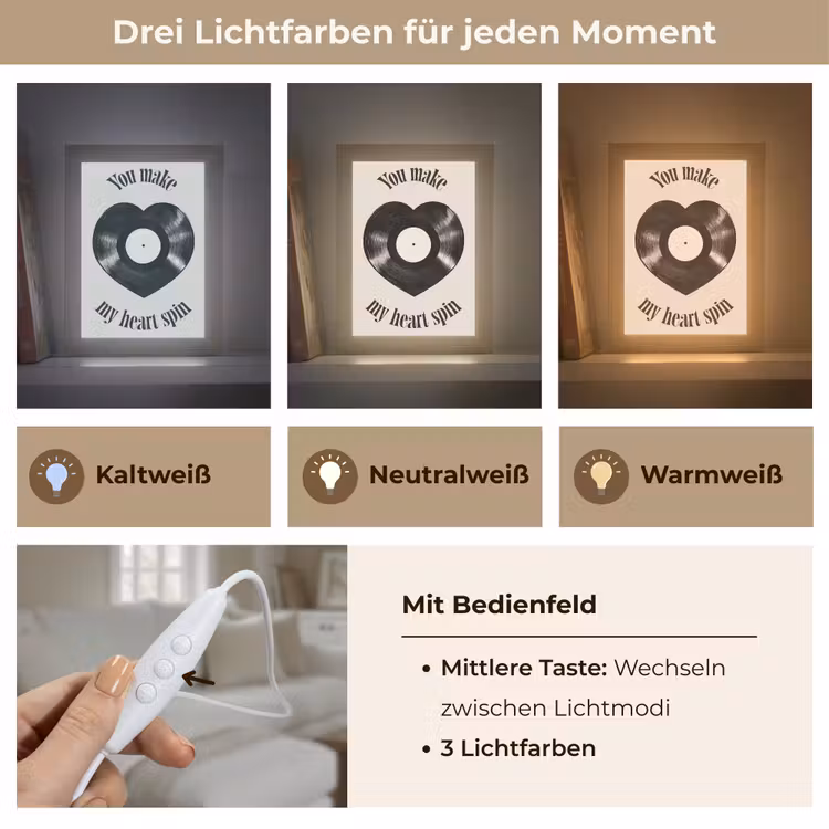 Love - Muziek - Quote Light Box met kabel (Wandlamp) klein -USP_lichtkleurDE